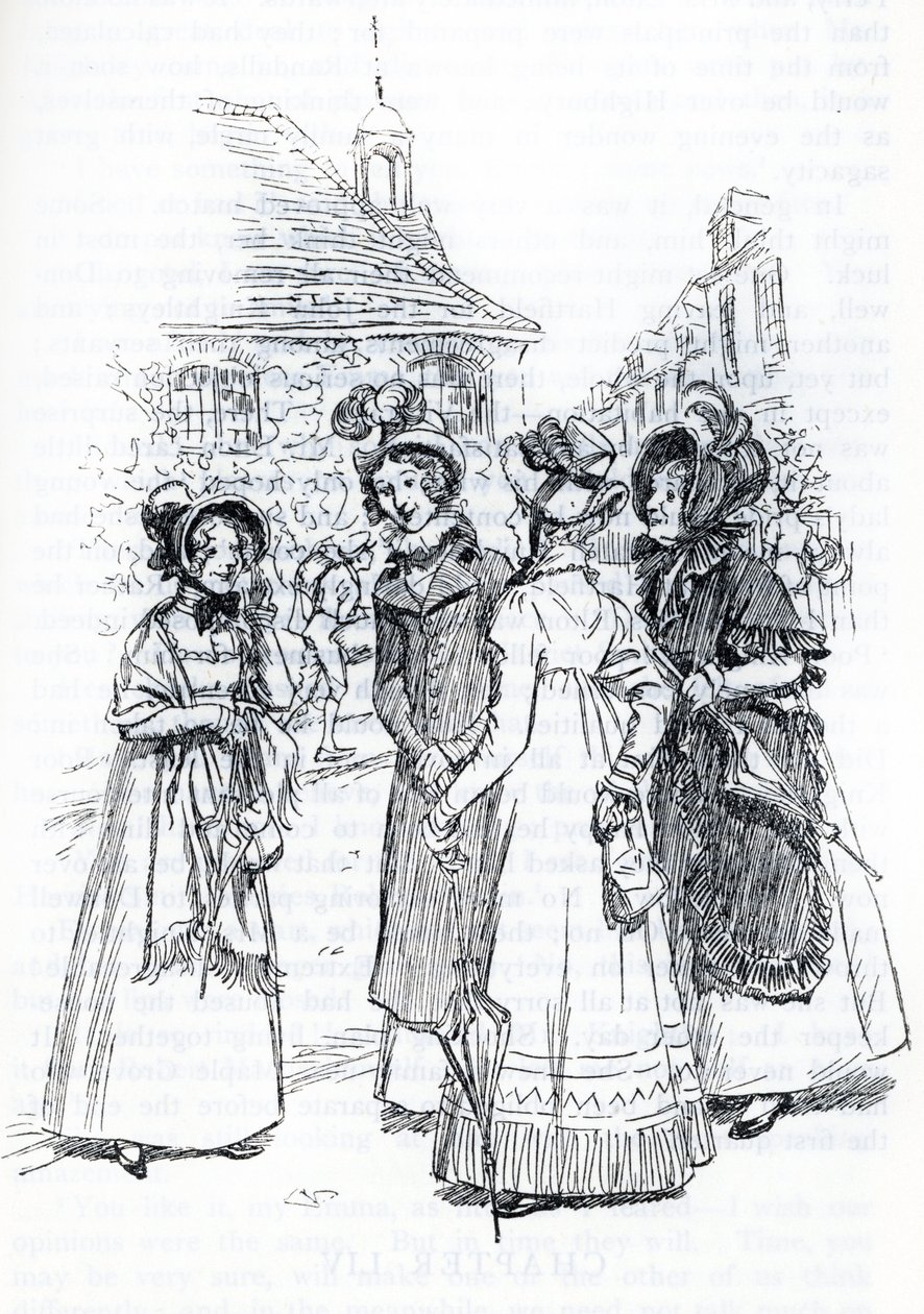 "Fru. Cole, Mrs. Perry og Mrs. Elton” - (illustrasjon) av Hugh Thomson