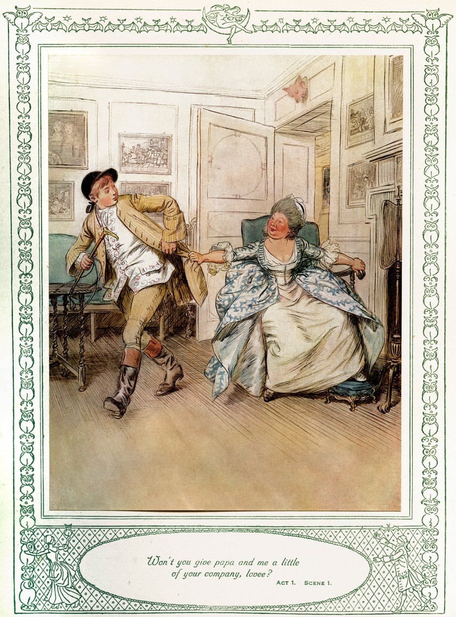 Oliver Goldsmiths skuespill She Stoops to Conque av Hugh Thomson