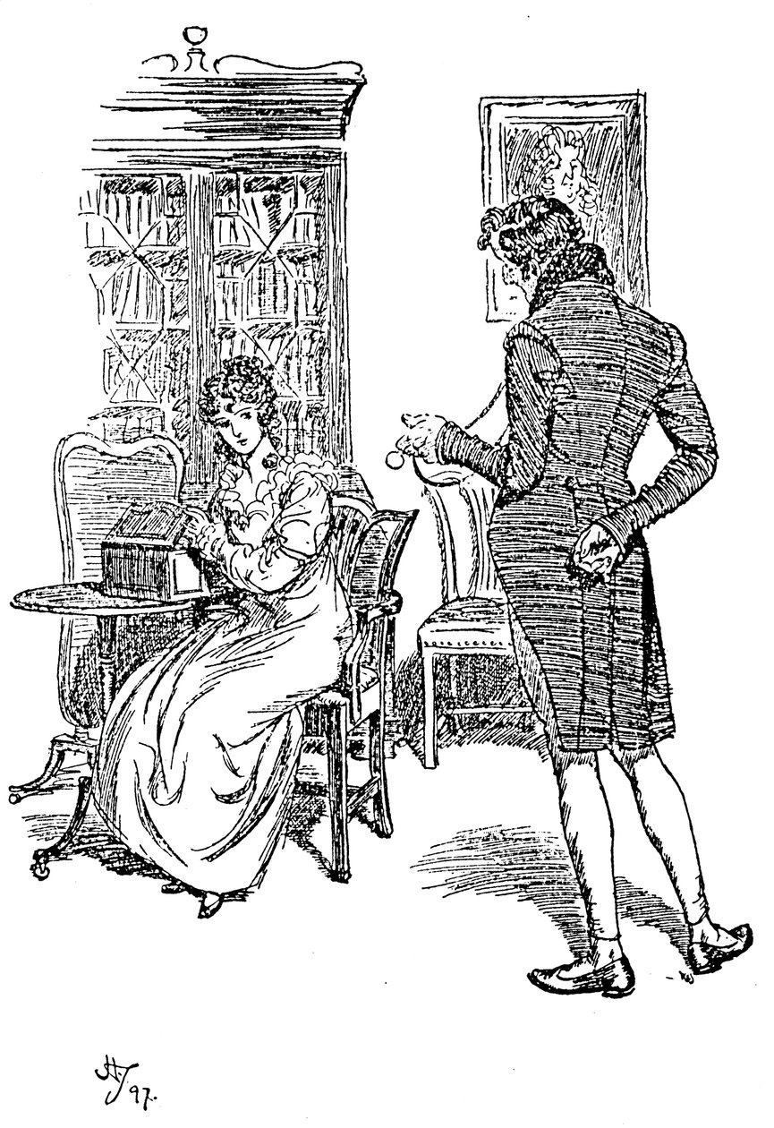 Scene fra Jane Austens Persuasion, 1897 av Hugh Thomson