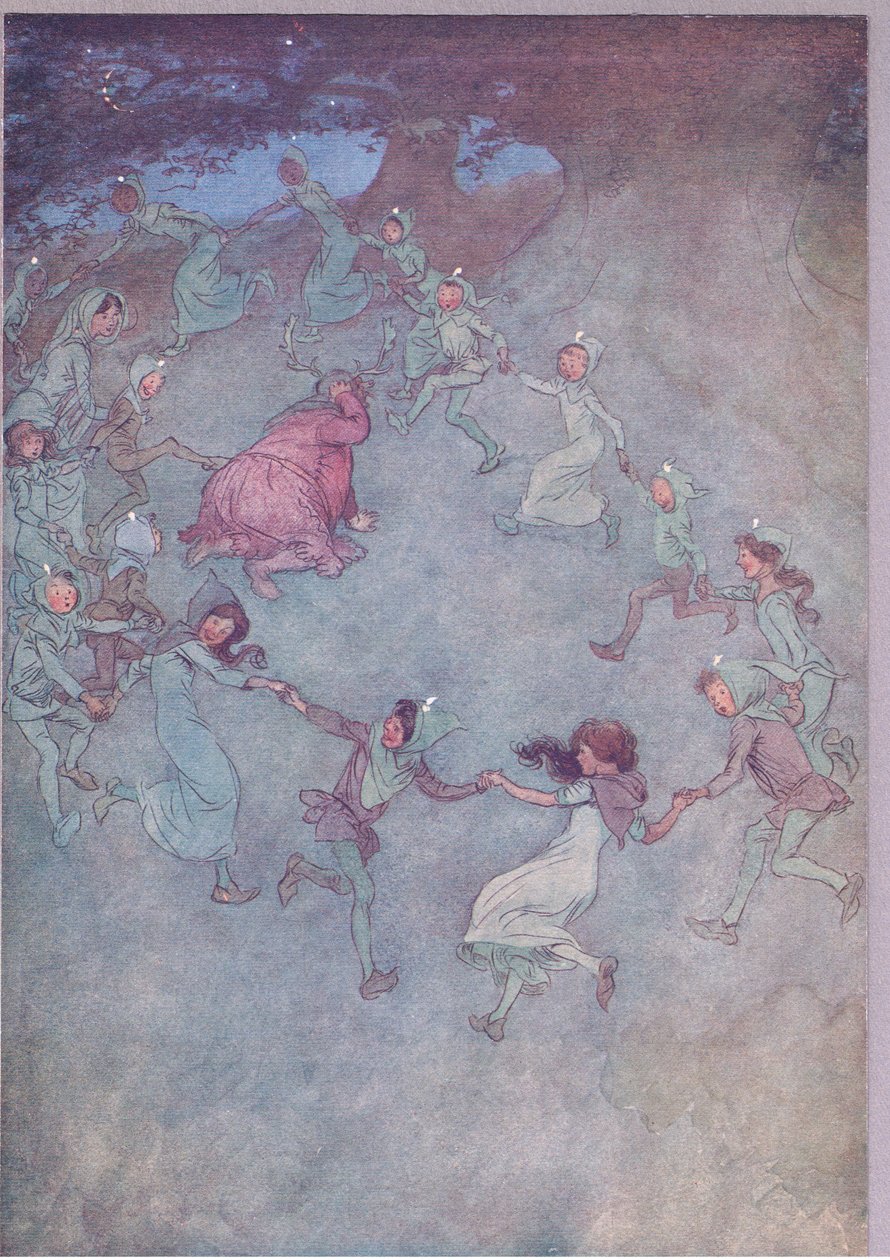 Så la dem alle omringe ham, illustrasjon fra The Merry Wives of Windsor, 1910 av Hugh Thomson
