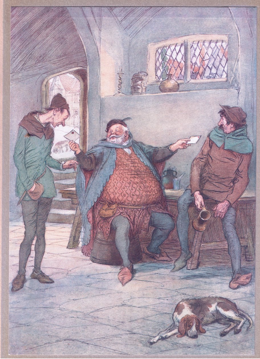 Dette brevet til Mistress Page og du dette til Mistress Ford, illustrasjon fra The Merry Wives of Windsor, 1910 av Hugh Thomson