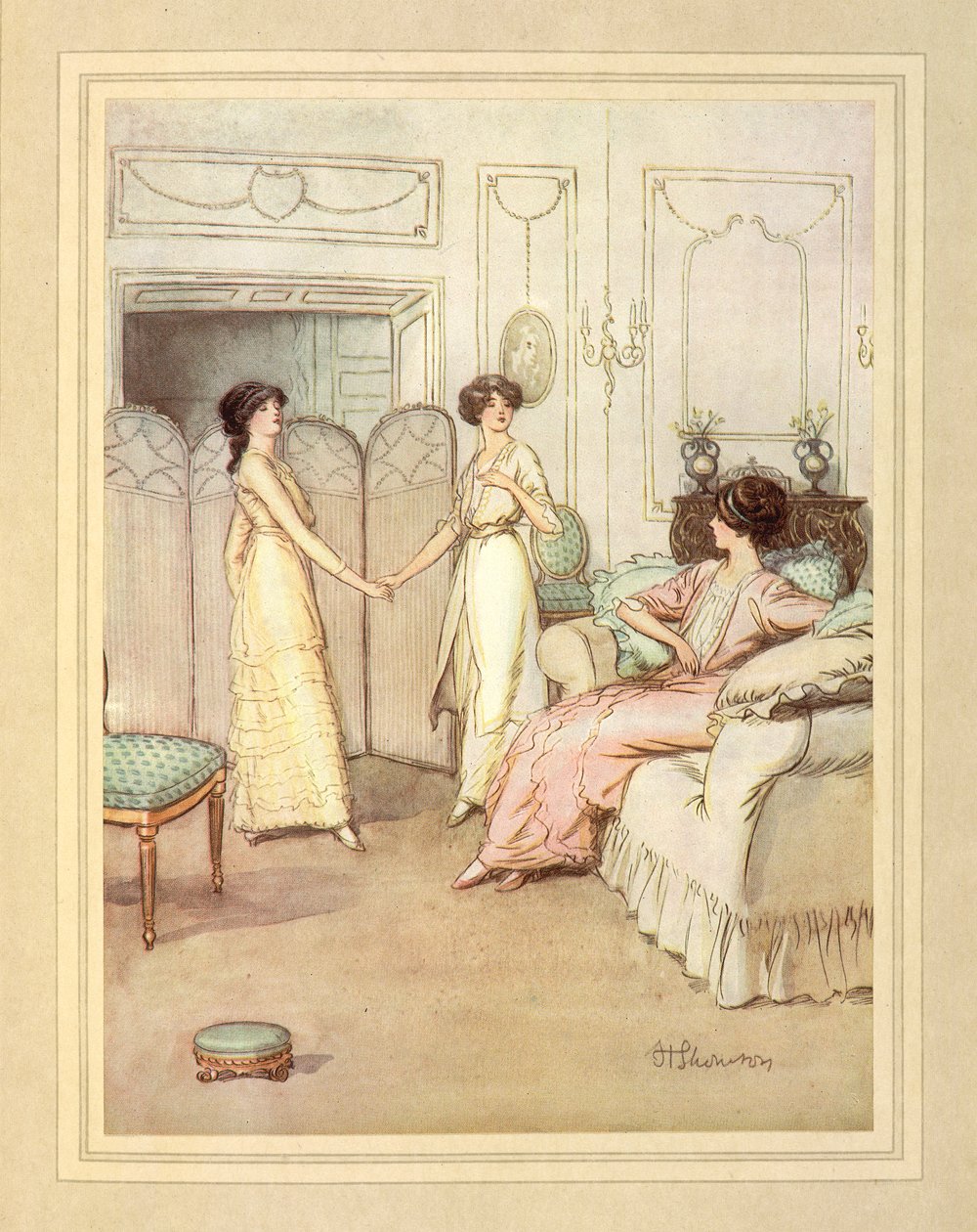 Tre kvinner, fra 'The Admirable Crichton' av JM Barrie av Hugh Thomson
