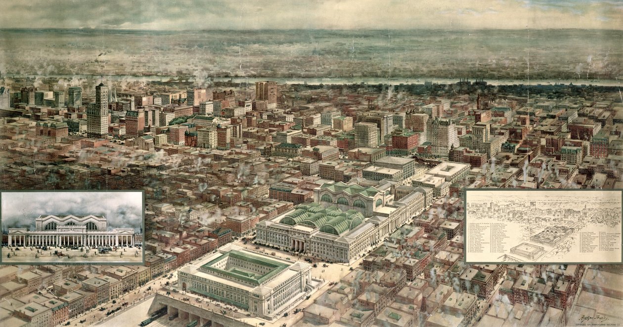 Pennsylvania Station, 7th Avenue og 32nd Street, New York City, gravert av Ketterlinus, 1910 av Hughson Frederick Hawley