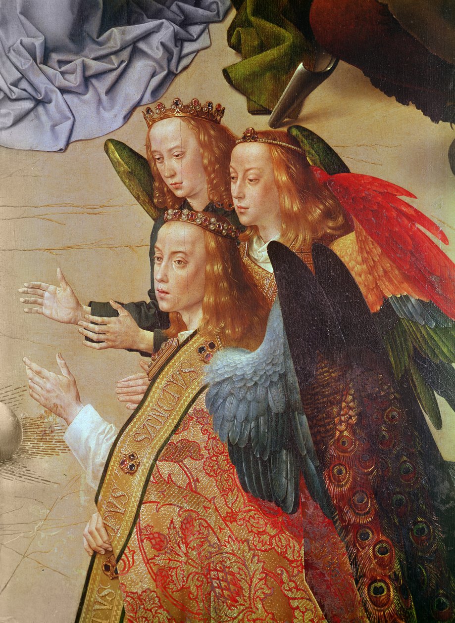 Portinari altertavle, sentralpanel (detalj av englene til høyre side), ca. 1479 av Hugo van der Goes