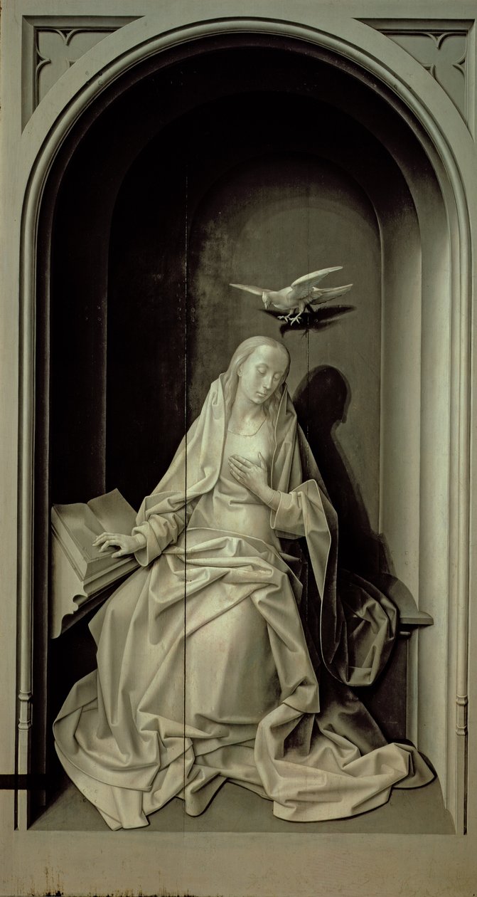 Bebudelsens jomfru, fra Portinari Triptych, ca. 1479 av Hugo van der Goes