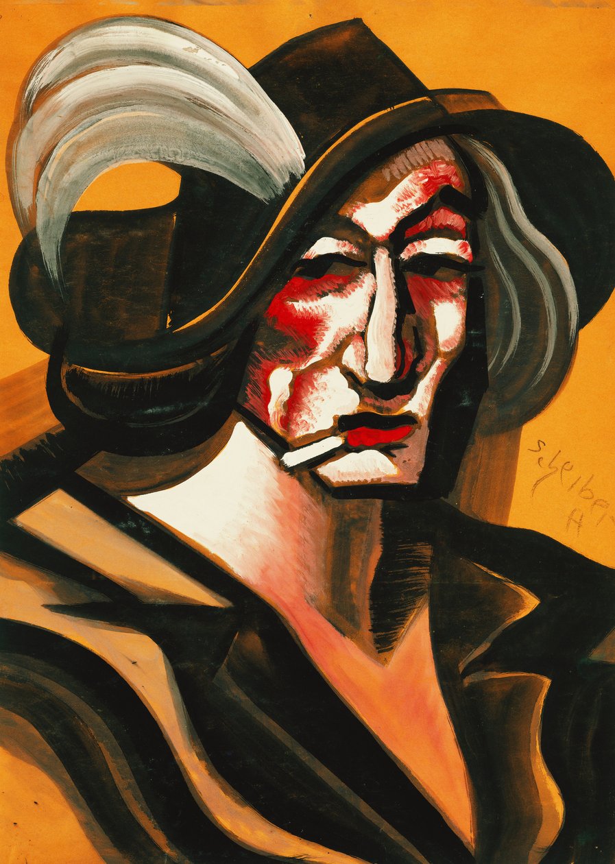 Dame med hatt; Dame mit Hut av Hugo Scheiber