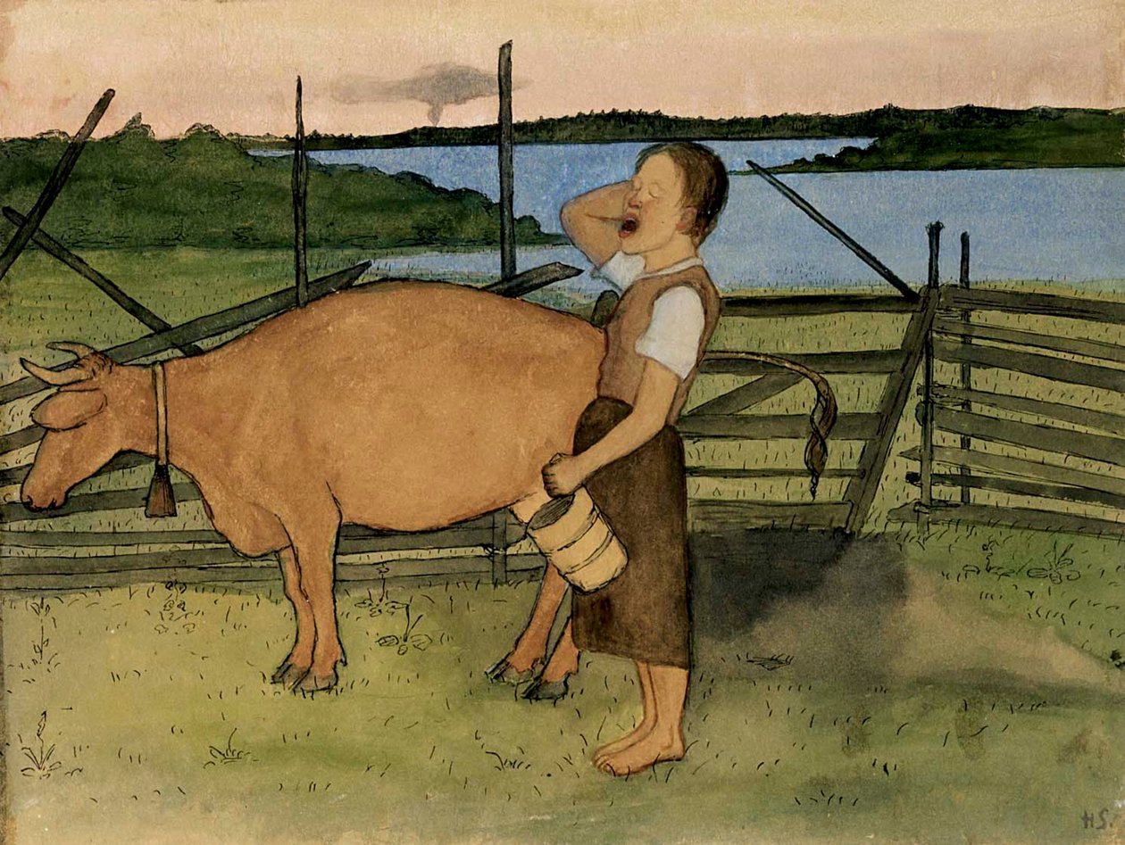 Morgenmelking av Hugo Simberg