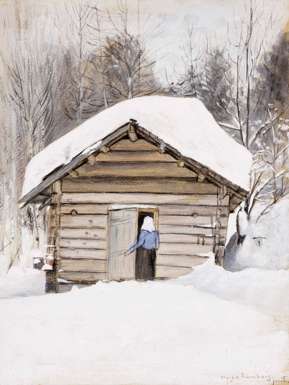 Gammel kvinne ved badstudøren av Hugo Simberg