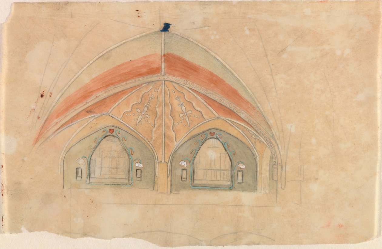 Hjulkorsedderkopp, skisse til Tammerfors domkirke av Hugo Simberg