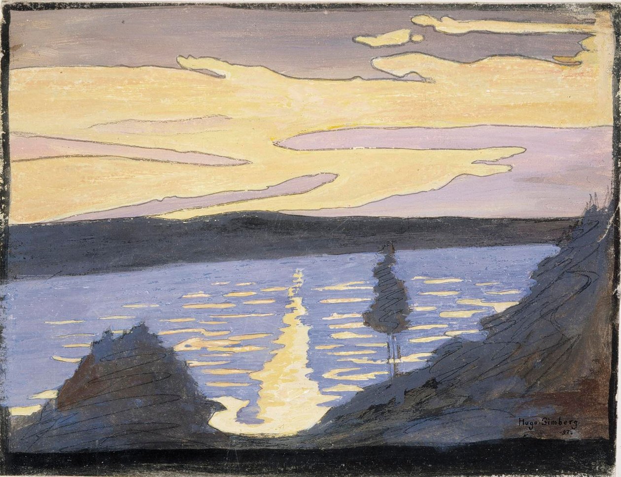Vårkveld, isgang av Hugo Simberg