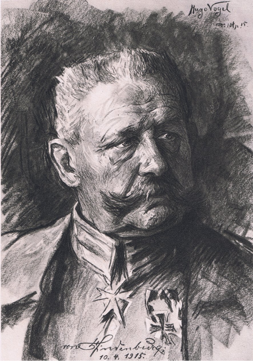 Den nye Marshall Vorwarts, illustrasjon fra Hindenburg utgitt av Daterlandischer Derlag C U Weller Berlin, 1922 av Hugo Vogel
