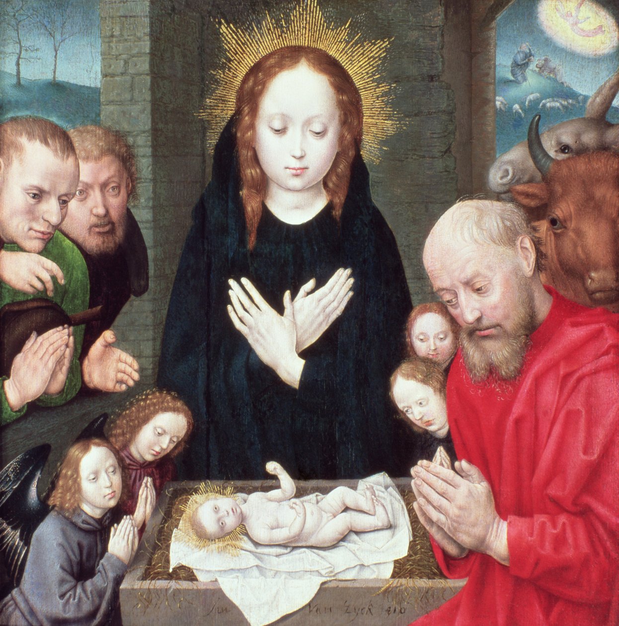 Tilbedelse av hyrdene (tempera på panel) av Hugo van der Goes