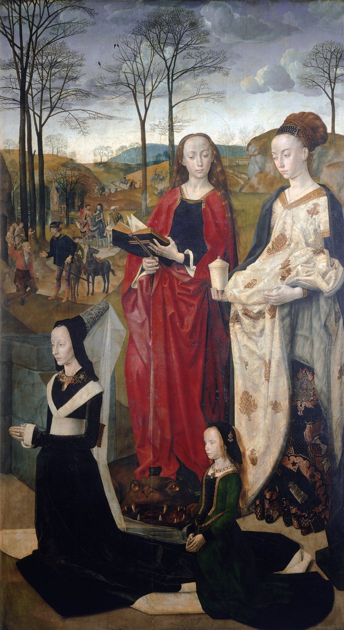 Portinari altertavle: hyrdenes tilbedelse, detalj av den indre delen - Olje på tre av Hugo van der Goes
