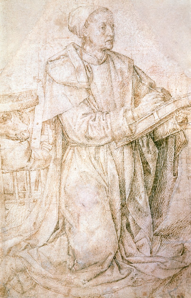 Study for St Luke, av Hugo van der Goes (1440-1482), tegning av Hugo van der Goes