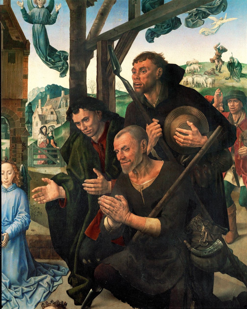 Tre gjetere (tempera på tre) av Hugo van der Goes