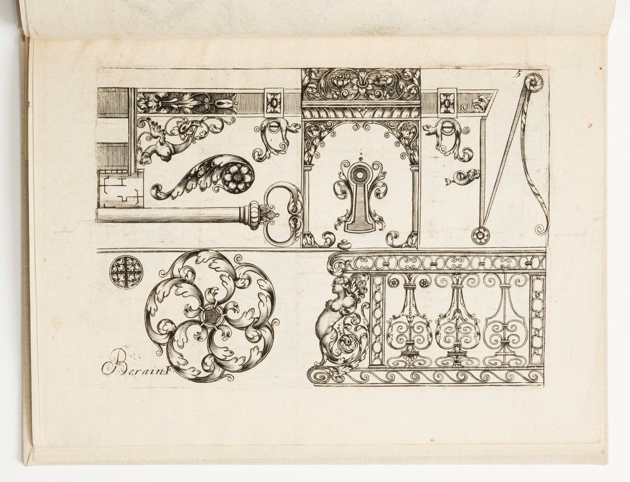 Plate 5, fra Various Designs for Locksmiths av Hugues Brisville