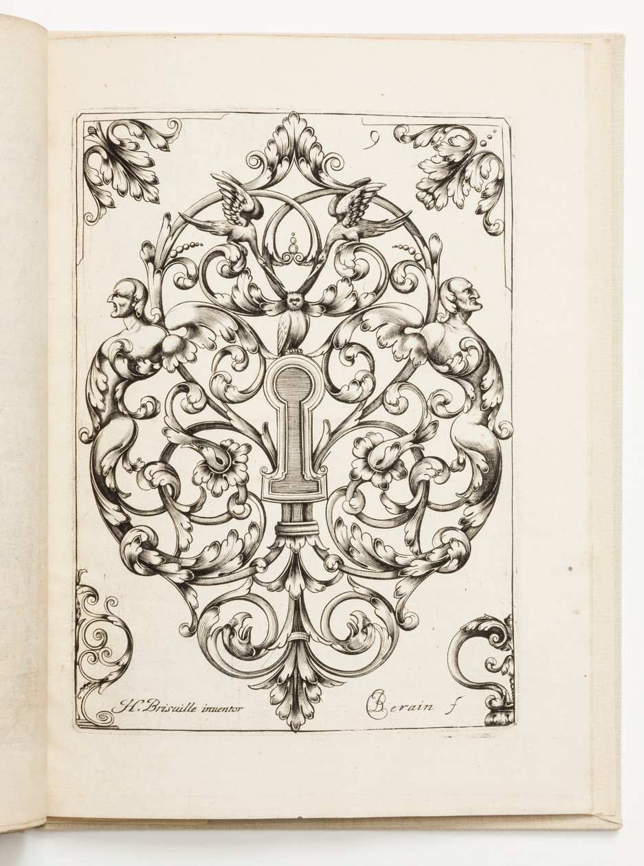Plate 9, fra Various Designs for Locksmiths av Hugues Brisville