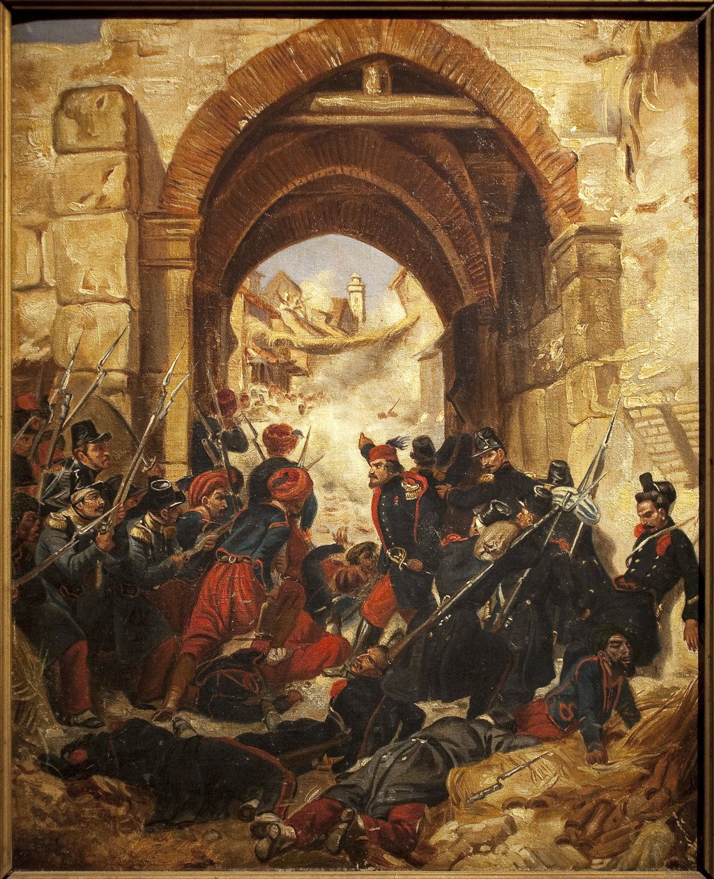 Tar av en algerisk kasbah (kasbah) - Maleri av Hugues Martin (1809-?) , olje på lerret, 40,5 x 33 cm - Musee des Beaux Arts de Macon av Hugues Martin