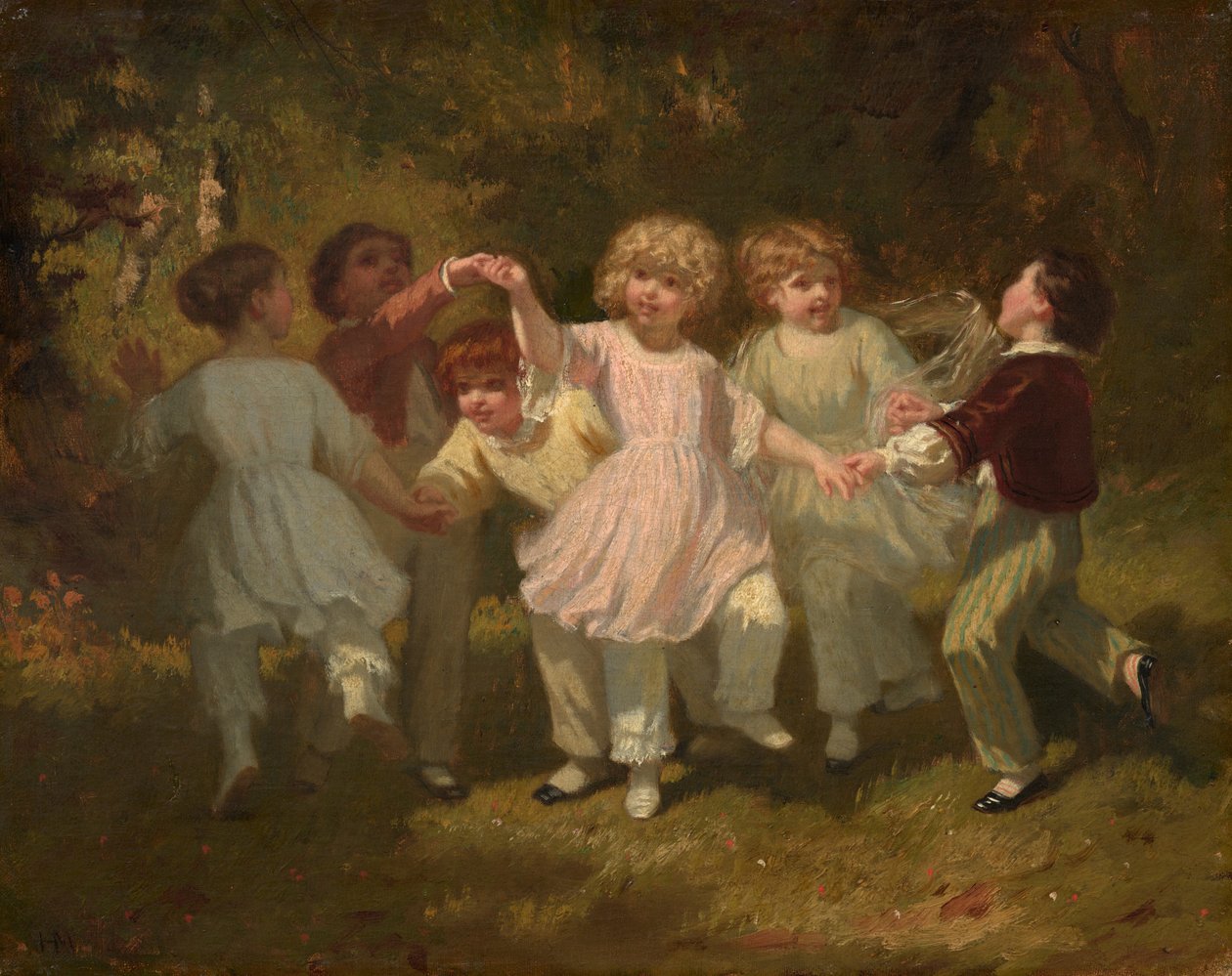 Barn som leker i en park, ca. 1860 (olje på lerret) av Hugues Merle