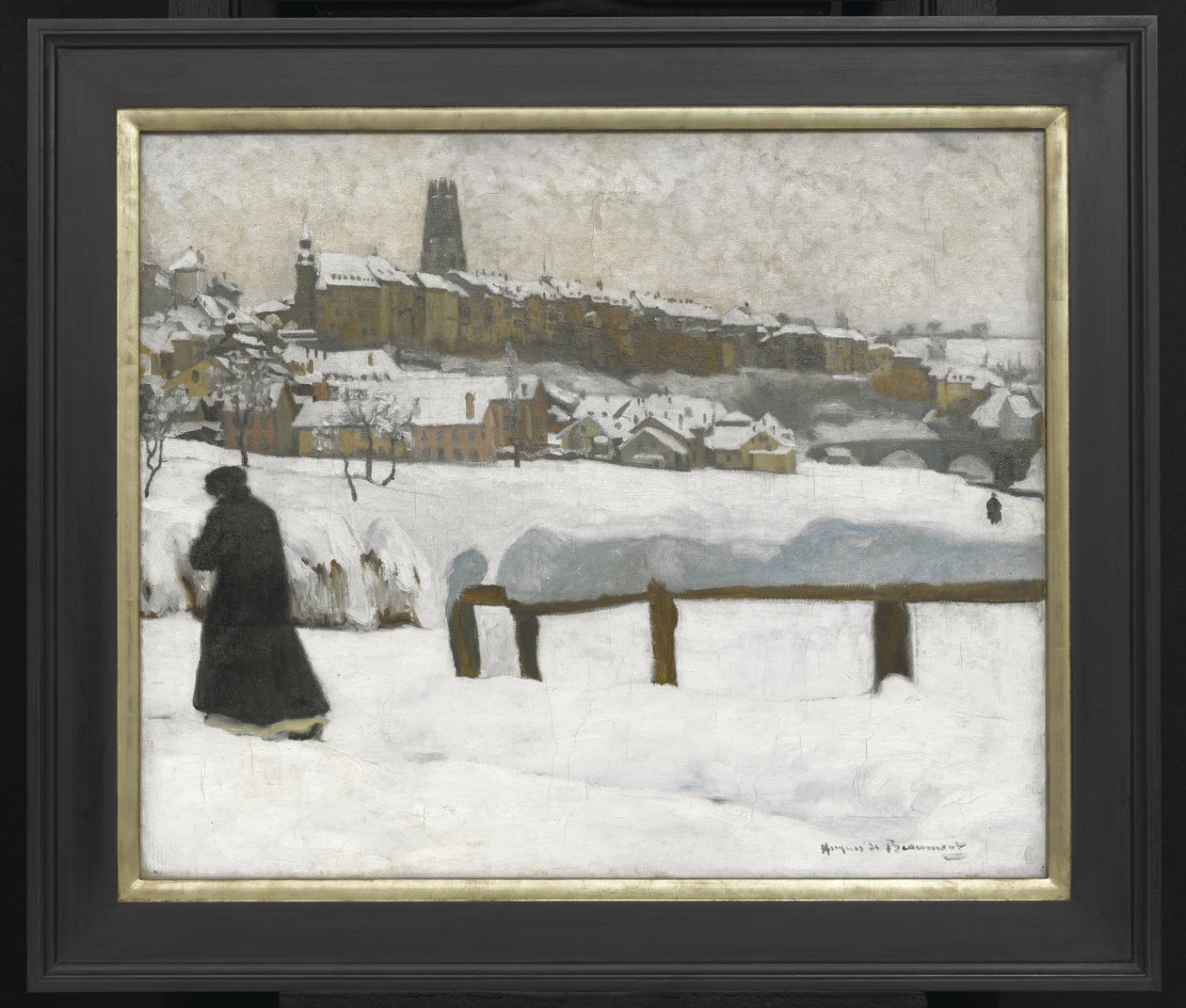 Freiburg in the Snow, ca. 1920 (olje på lerret) av Hugues de Beaumont
