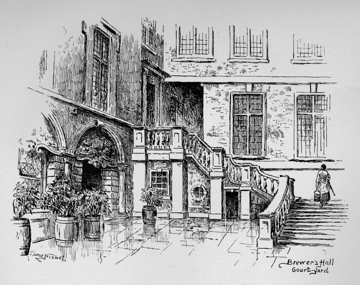 Brewers Hall Courtyard, 1890 av Hume Nisbet