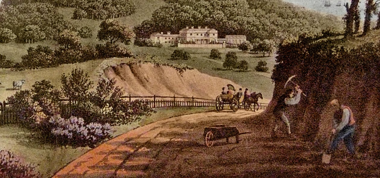Detalj av en utsikt over Sherringham Bower, Norfolk: Abbot Upcher, ca. 1812 wc på papir av Humphry Repton