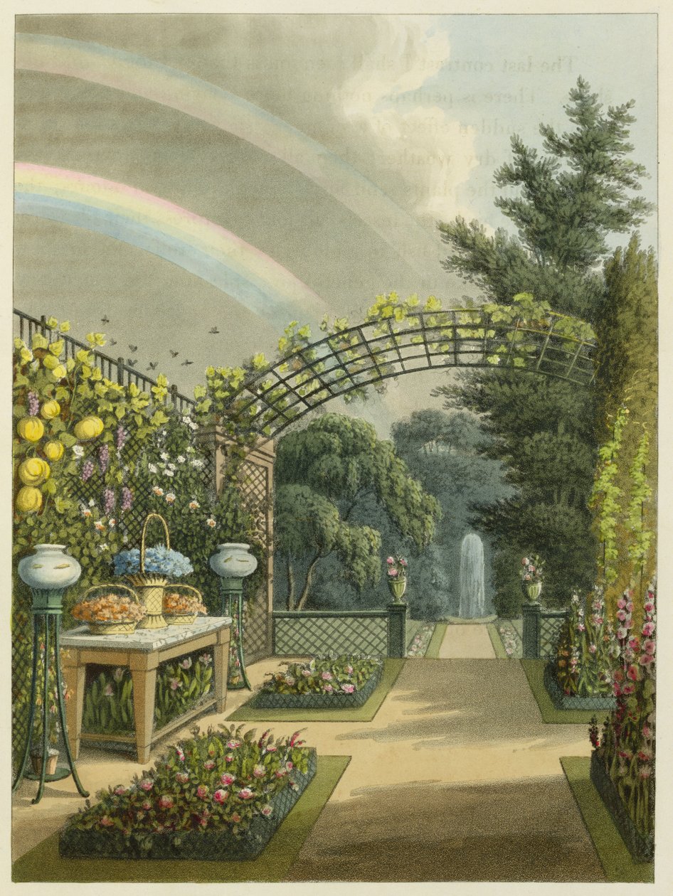 Sunshine after Rain, fra «Fragments on the Theory and Practice of Landscape Gardening», pub. 1816 av Humphry Repton