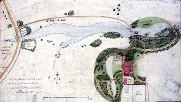 En hageplan for Gosfield Place, Essex av Humphry Repton