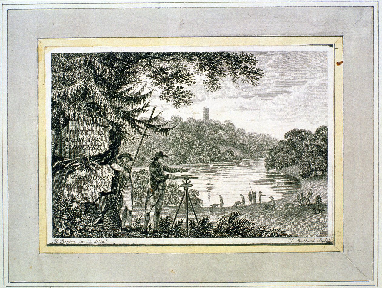 Telefonkort til Humphrey Repton, gravert av Thomas Medland (fl.1808-22) av Humphry Repton