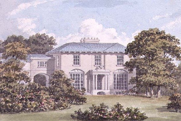Design for nordfronten av et hus på Clapham Common for William Holme (akvarell) (par 85987) av Humphry Repton
