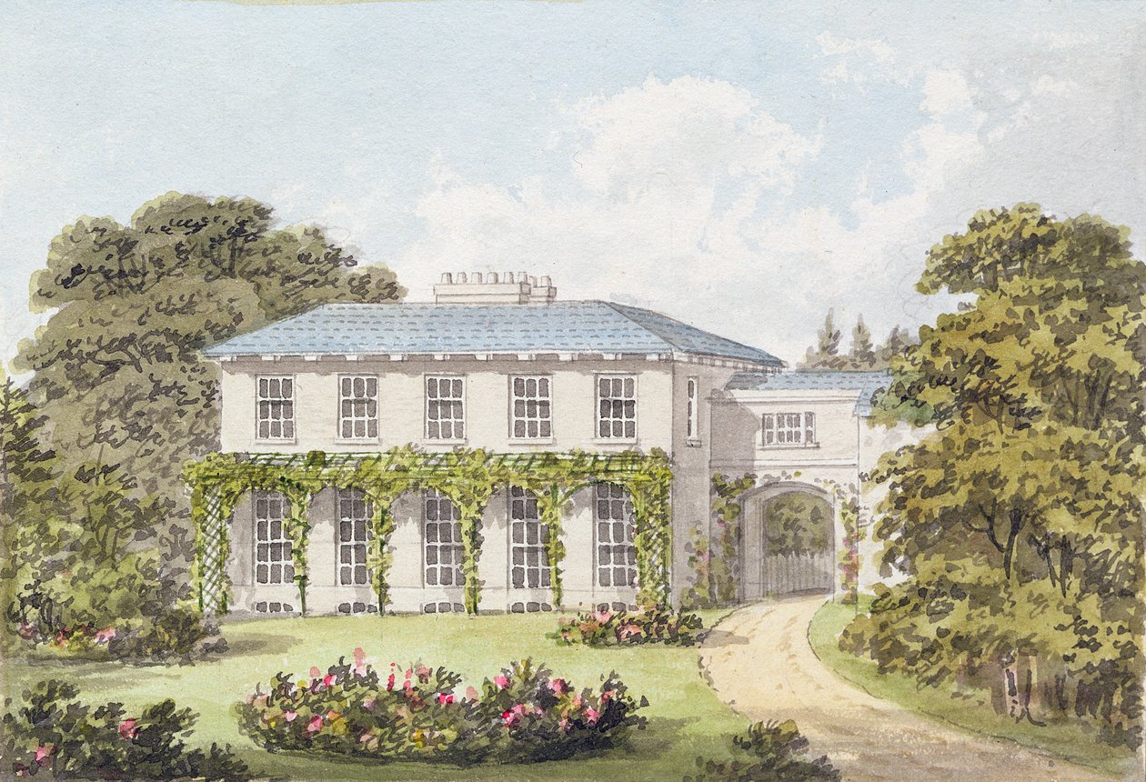 Design for sørfronten av et hus på Clapham Common for William Holme av Humphry Repton