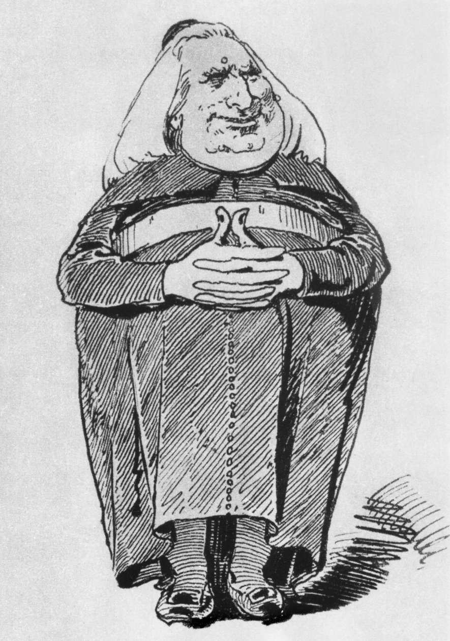 Franz Liszt (1811-86) som abbed, karikatur fra Borsszem Janko, 27. juli 1870 av Hungarian School