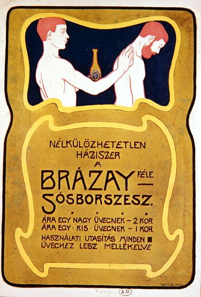 Ungarsk reklame for Eau de Toilette Brazay, ca. 1900 (farge litho) av Hungarian School