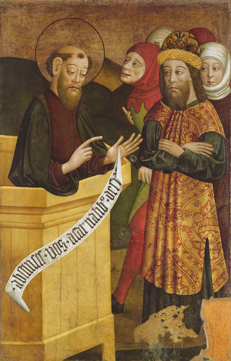 Panel av den tidligere høyaltertavlen til Saint Peter og Saint Paul-kirken i Csíksomlyó, ca. 1480 (eggtempera på panel) av Hungarian School