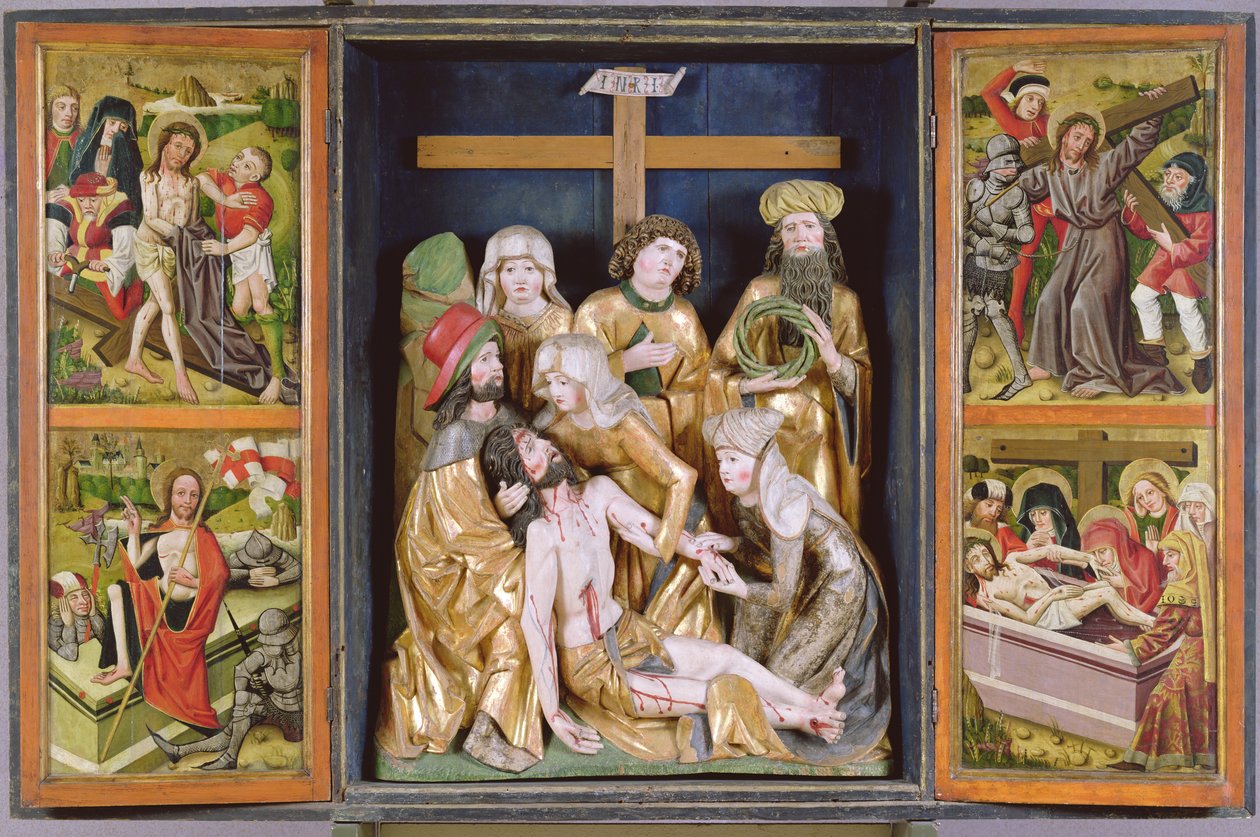 Pasjonsalter, Janosret, 1480-90 (malt og forgylt tre) av Hungarian School