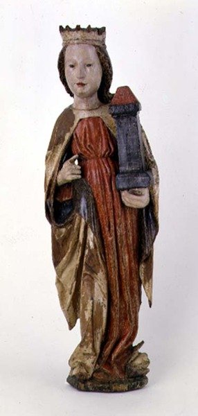 St. Barbara, fra Kassa, 1450-60 (malt tre) av Hungarian School