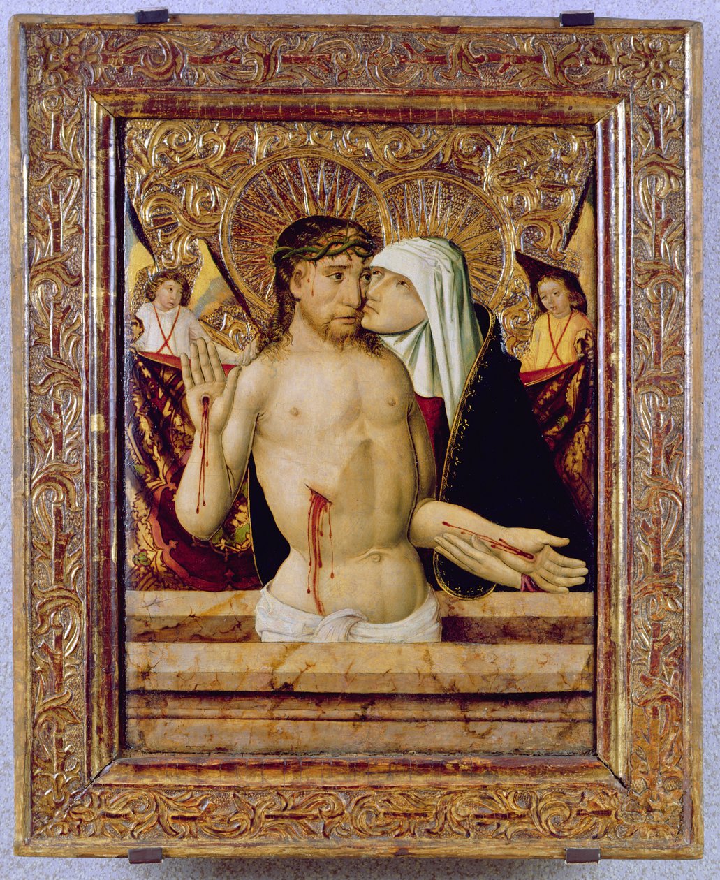 The Man of Sorrows, fra Kassa, ca. 1470-80 (tempera på panel) av Hungarian School