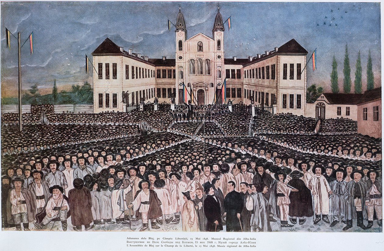 Rallyet for de rumenske bøndene ved Blaj i Transylvania den 15. mai 1848 av Hungarian School