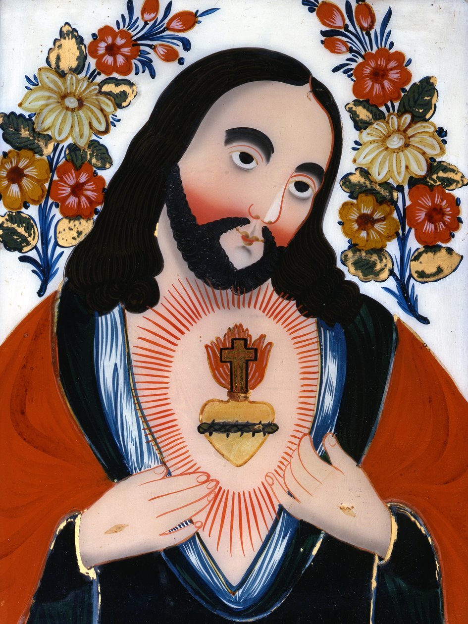 The Sacred Heart of Jesus, andre halvdel av det nittende århundre (malt glass) av Hungarian School