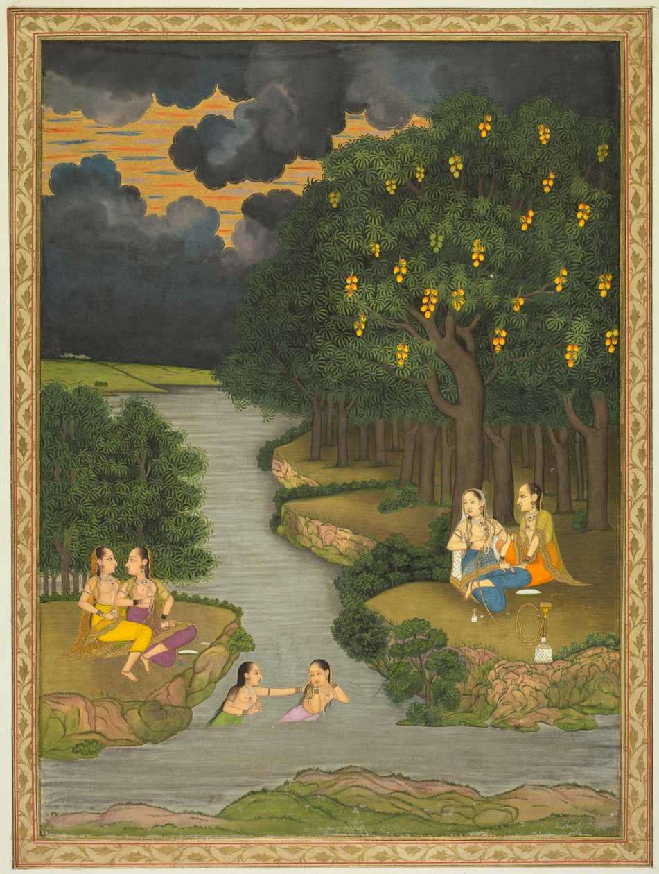 Kvinner nyter elven ved skogens kant, ca. 1765. av Hunhar II
