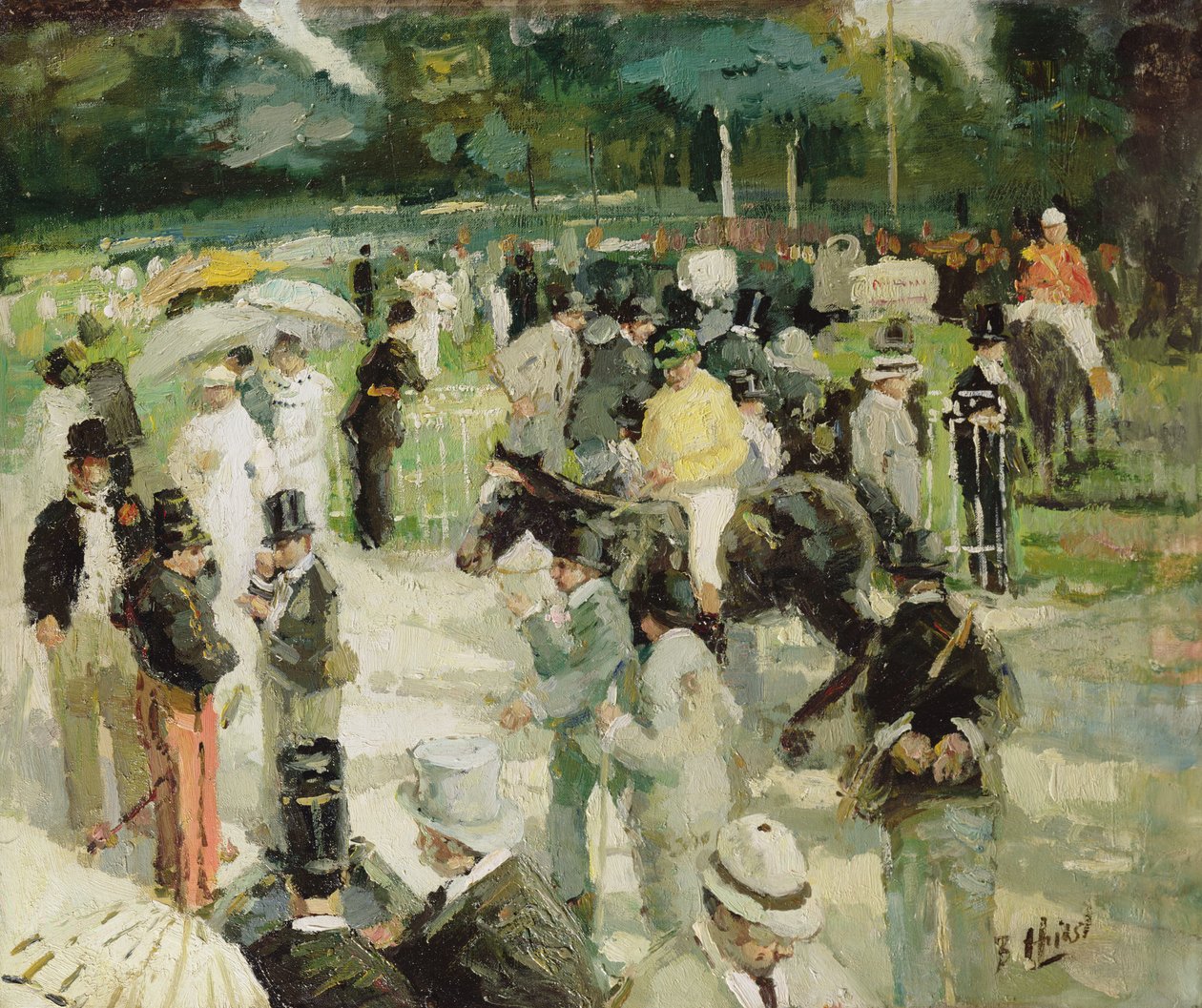 Racing på Longchamp (olje på lerret) av Hurst Balmford