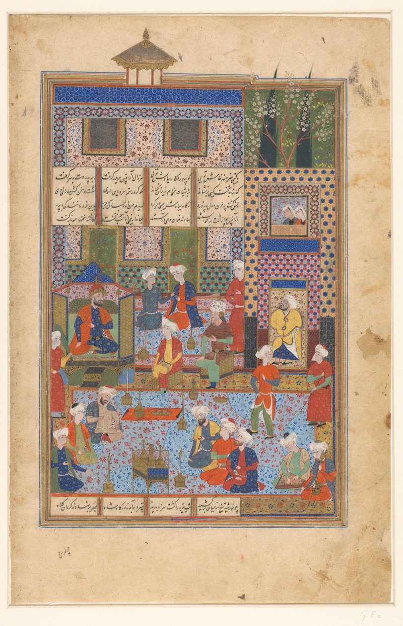 Rustam tar farvel med Shah Kai Khusrau av Husain Mirza Baiqara van Herat (manner of)