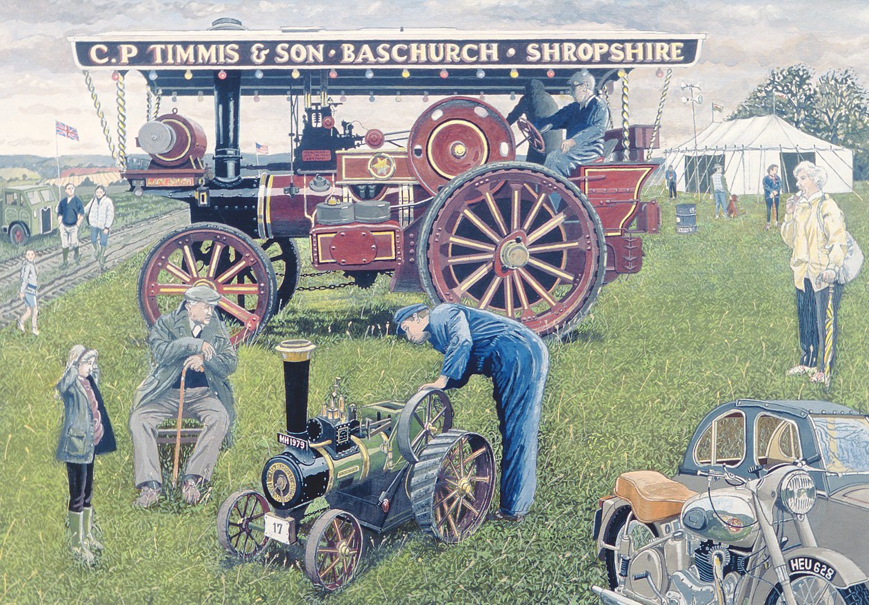 Traction Engines at the Show, 1993 (gouache på kort) av Huw S. Parsons