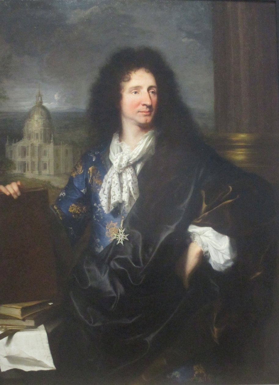 Portrett av Jules Hardouin-Mansart, arkitekt av kongen av Frankrike Louis XIV (1643-1715) av Hyacinthe Francois Rigaud
