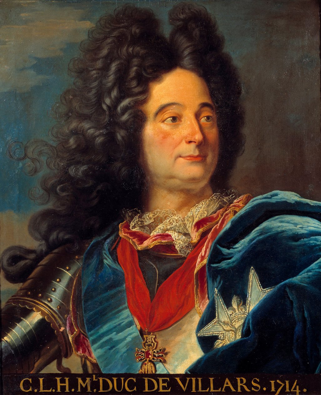 Portrett av Louis Claude Hector, hertug av Villars, marechal av Frankrike (1652-1734) Maleri etter Hyacinthe Rigaud (1659-1743) 1714 Søn. 0,63x0,52 m av Hyacinthe (after) Rigaud