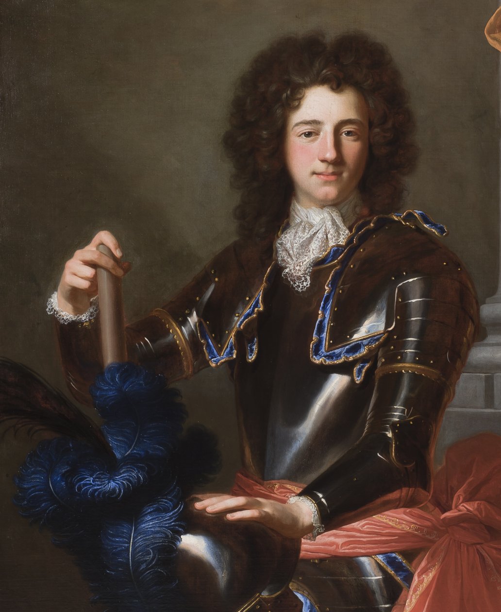 Detalj av portrett av Henry Bentinck, senere 1. hertug av Portland, 1699 av Hyacinthe Francois Rigaud