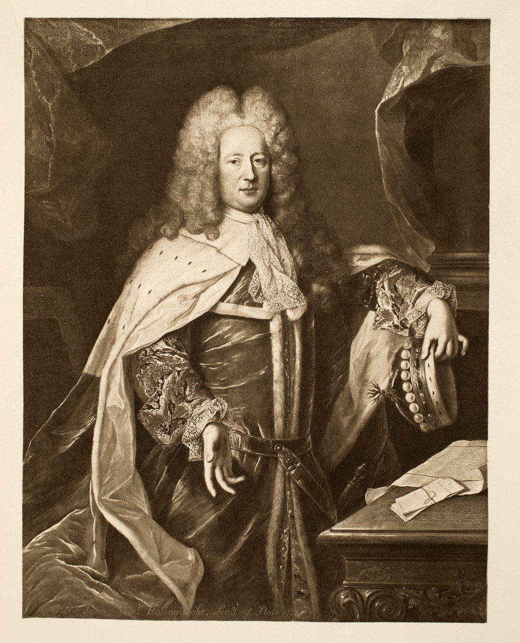 Henry St. John, Viscount of Bollingbroke, pub. 1902 (kollotype) av Hyacinthe Francois Rigaud