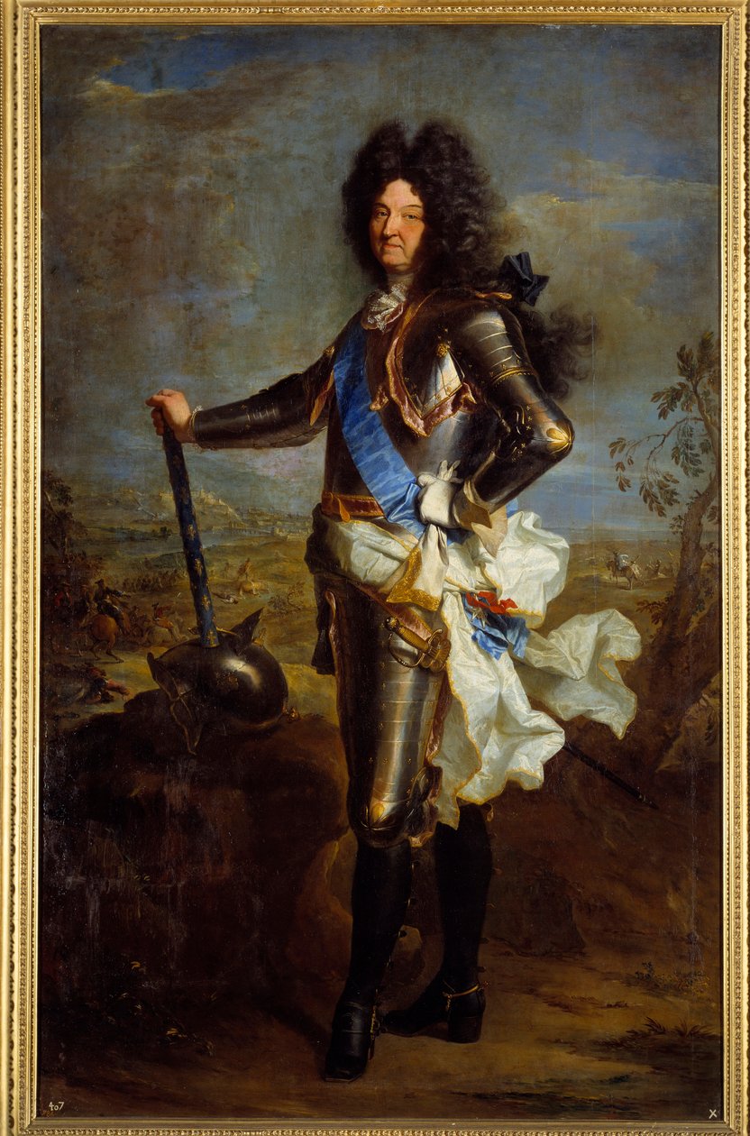 Portrett til fots av Ludvig XIV i rustning (1630-1715). Maleri av Hyacinthe Rigaud (1659-1743) av Hyacinthe Francois Rigaud