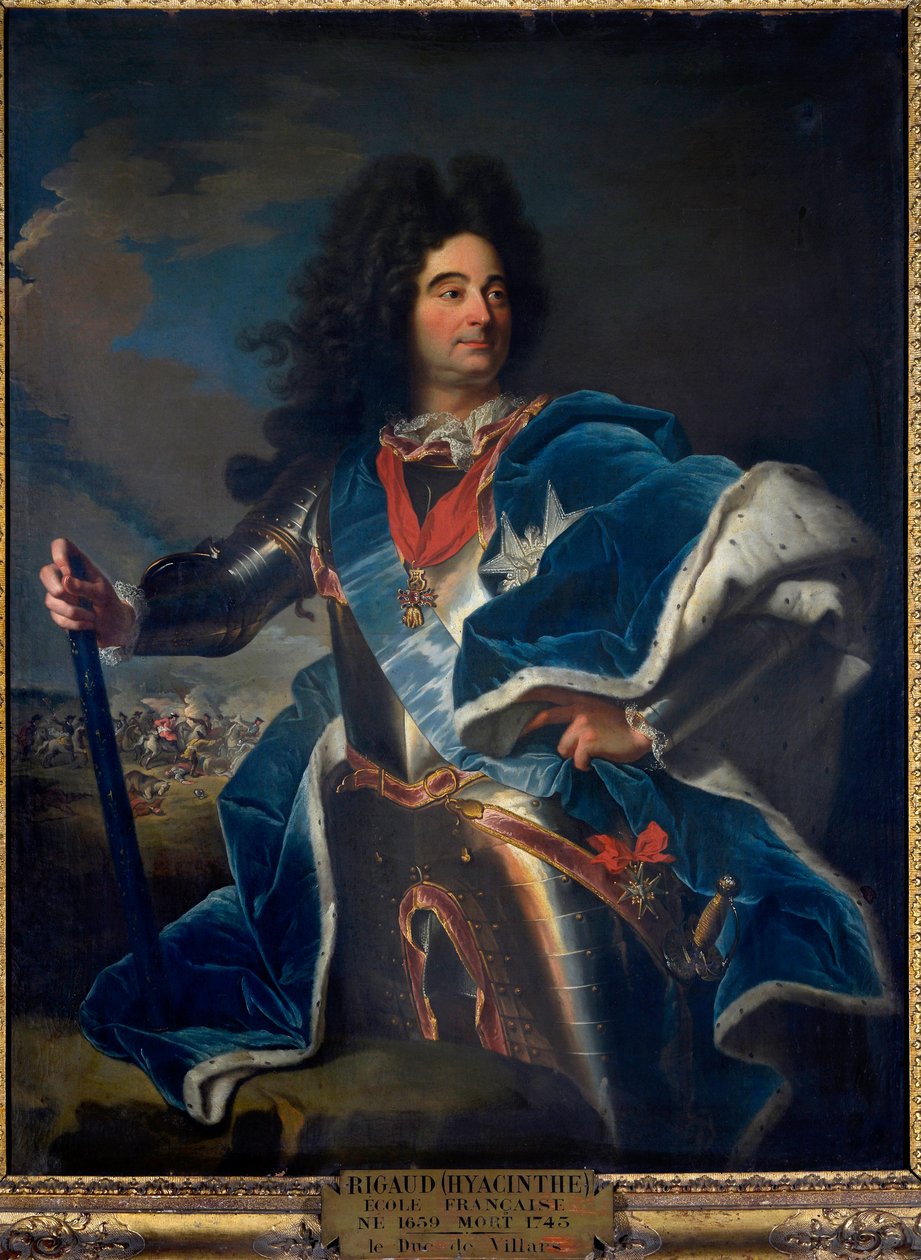 Portrett av Louis Claude Hector, hertugen av Villars, marechal av Frankrike (1652-1734) Han har halskjedet av Order of the Golden Fleece (1659-1743) ca. 1714 av Hyacinthe Francois Rigaud