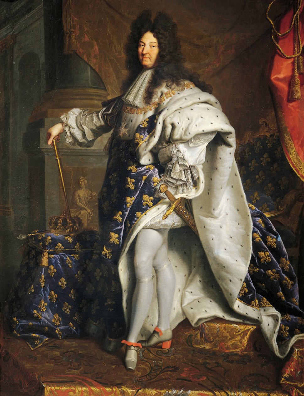 Portrett av Ludvig XIV av Frankrike, kjent som Ludvig den store eller solkongen (1638–1715), maleri av Hyancinthe Rigaud (1659–1743) av Hyacinthe Francois Rigaud